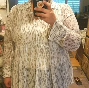 Lane Bryant see through feather pattern tunic